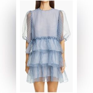 Ganni Gingham Organza Minidress